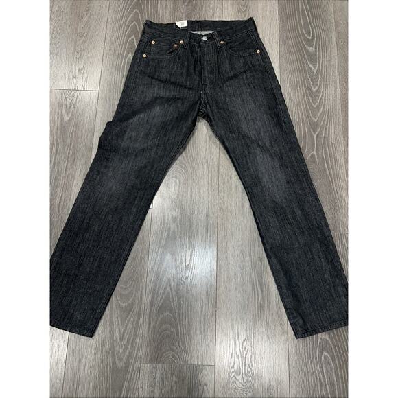 NEW Levis 501 Classic Straight BUTTON FLY 30x30 Stretch Denim Jeans Black - Picture 1 of 7